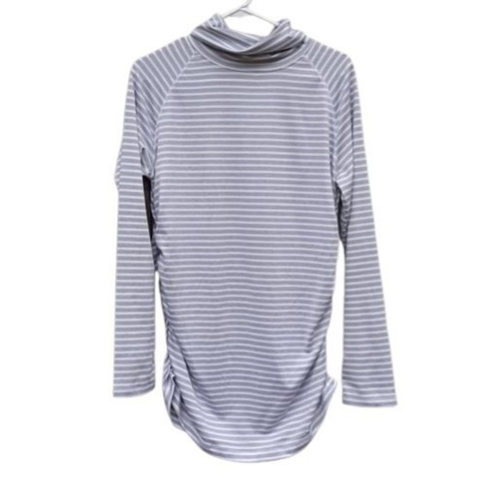 Alpine Design Ruched Striped Top Turtleneck Size L